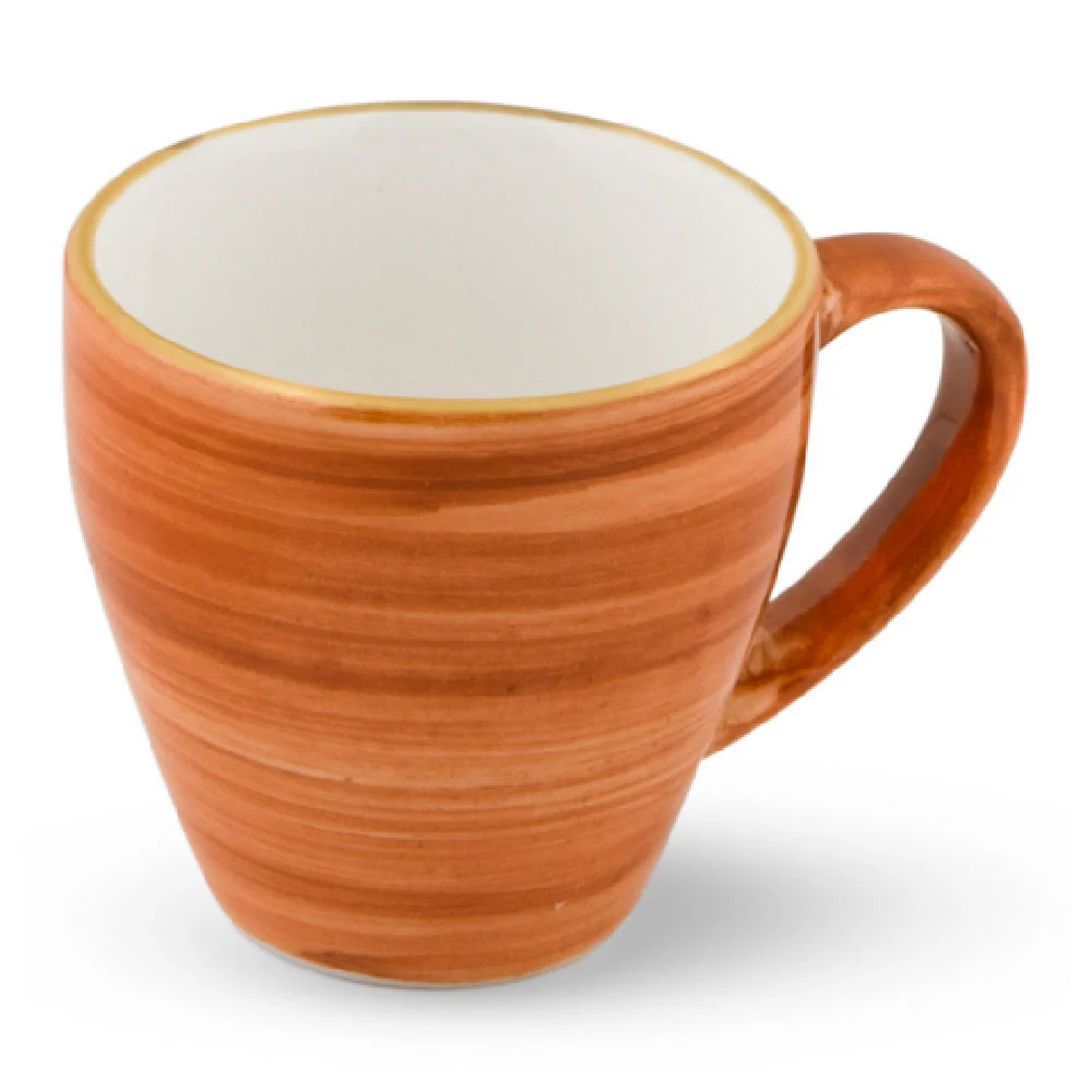 Bon Chef 2060051P-O 3.5oz. Tavola Espresso Cup Alumina Vitrified Orange Hand-painted