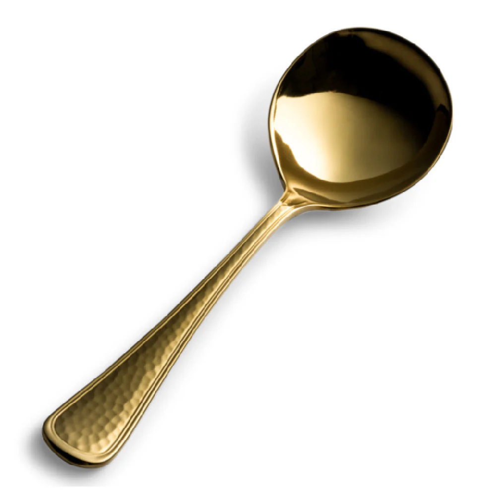 Bon Chef S4701G 6.3 Inch Bouillion Spoon Gold PVD Hammered Finish Stainless Steel Bon Chef S4701G 6.3 Inch Bouillion Spoon Gold PVD Hammered Finish Stainless Steel