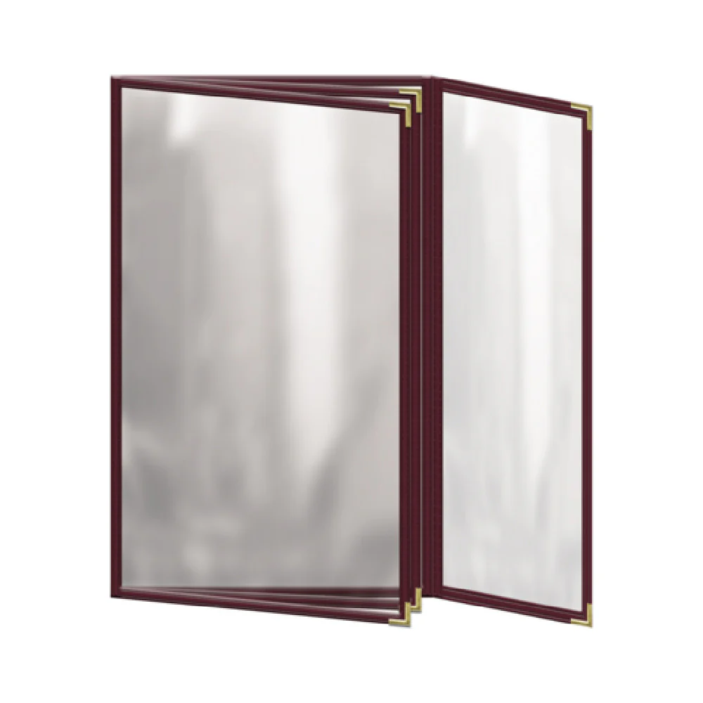 Risch TETBQ 8.5X14 Menu Cover 8-1/2 Inch Deluxe Clear Sewn Triple Pocket Booklet