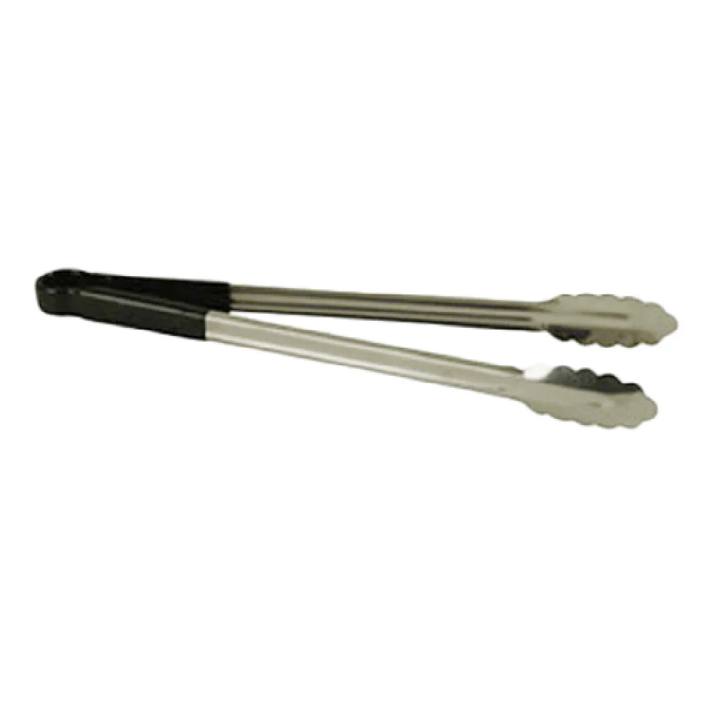 Thunder Group SLTG810K 10 Inch Utility Tongs One-piece Non-slip Black Stainless Steel
