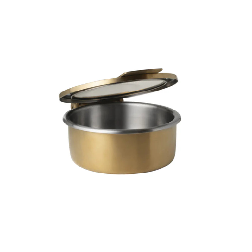 Steelite 7358MW300H 2.0 Quart Chafer Creations Buffet Hinged Cover Stainless Steel Gold Steelite 7358MW300H 2.0 Quart Chafer Creations Buffet Hinged Cover Stainless Steel Gold
