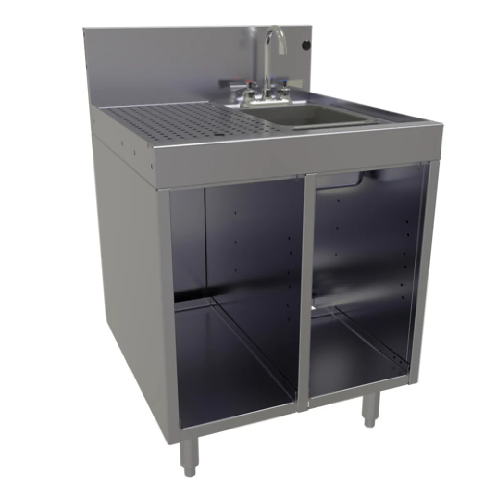 Glastender SWB-24R-C 24 Inch Underbar Wet Waste Sink Stainless Steel with Drainboard