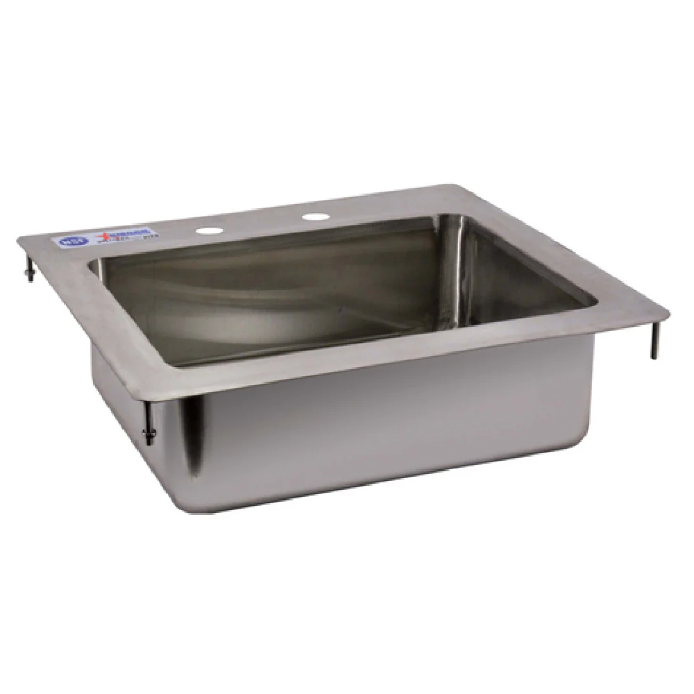 Omcan 39781 14 Inch One Compartment Drop-In Sink with 3-1/2 Inch Drain Basket Stainless Steel