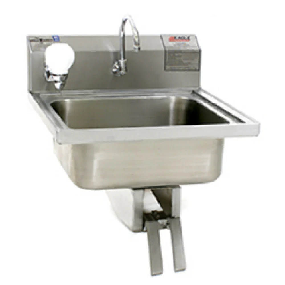 Eagle W1916 15-3/4 Inch Lavatory Hand Sink Wall Mount Stainless Steel with Soap Dispenser