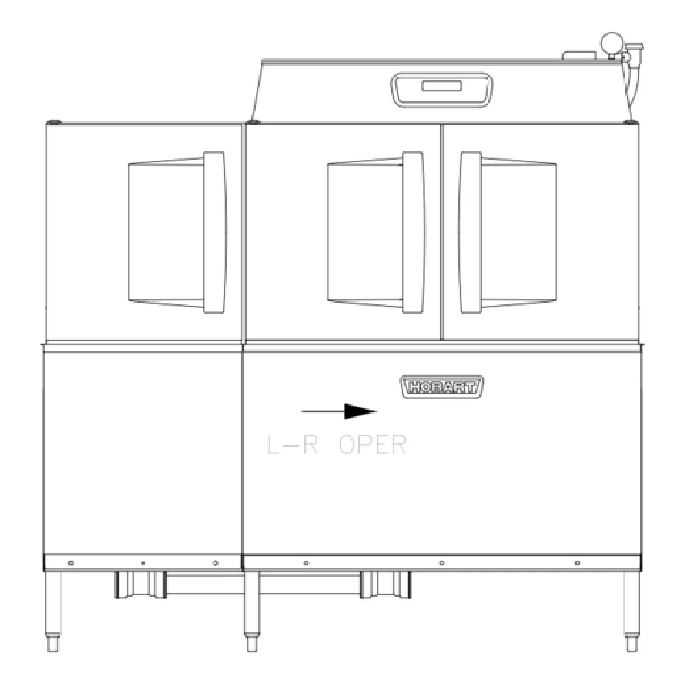 Hobart CLPS66EN-ADV+BUILDUP 66 Inch Conveyor Dishwasher with Power Scrapper