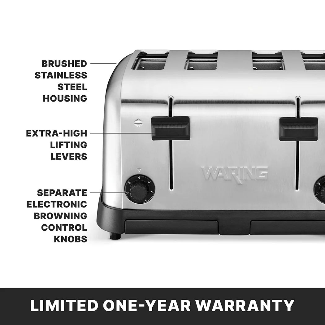 Waring WCT708K 14 Inch Commercial Toaster Electric with 4 Extra Wide Slots Waring WCT708K 14 Inch Commercial Toaster Electric with 4 Extra Wide Slots