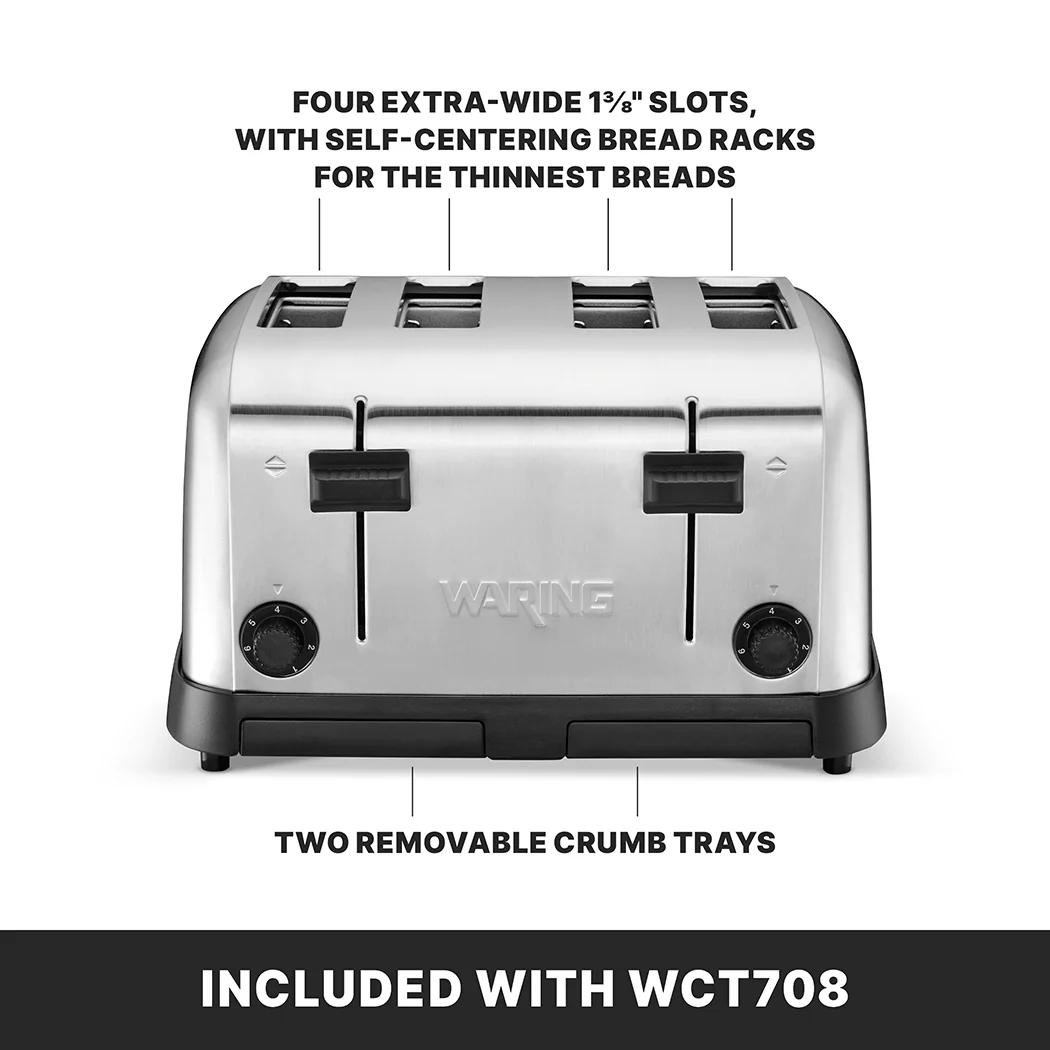 Waring WCT708K 14 Inch Commercial Toaster Electric with 4 Extra Wide Slots Waring WCT708K 14 Inch Commercial Toaster Electric with 4 Extra Wide Slots