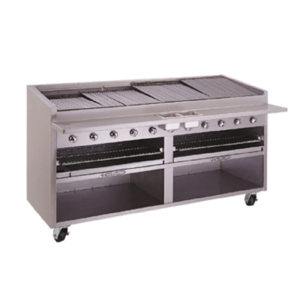 Bakers Pride F-72RS-R_LP 72 Inch Radiant Charbroiler Gas Open Cabinet with EZ Tilt Bakers Pride F-72RS-R_LP 72 Inch Radiant Charbroiler Gas Open Cabinet with EZ Tilt