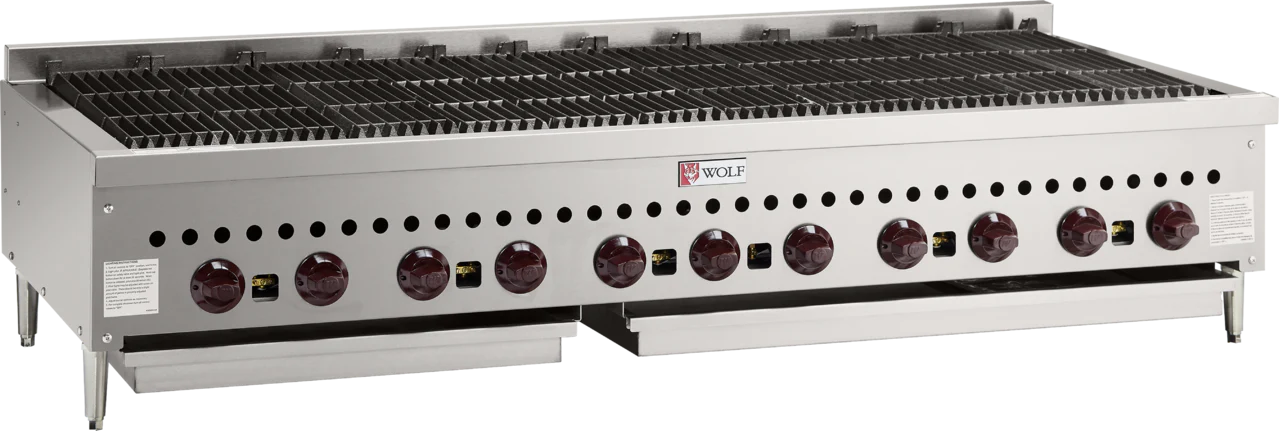 Wolf SCB60_LP 60 Inch Gas Charbroiler Stainless Steel Countertop 11 Burners 159500 BTU Wolf SCB60_LP 60 Inch Gas Charbroiler Stainless Steel Countertop 11 Burners 159500 BTU