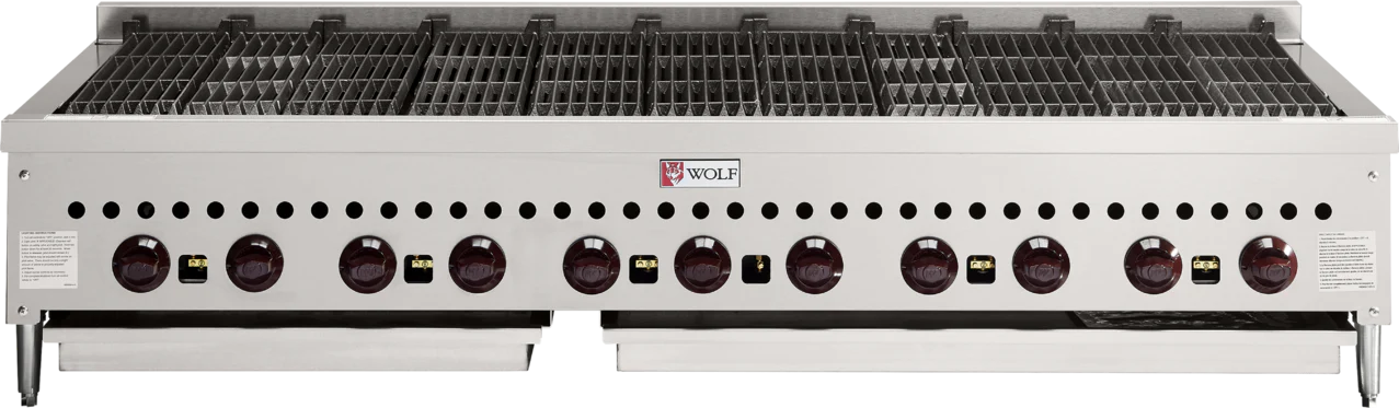 Wolf SCB60_LP 60 Inch Gas Charbroiler Stainless Steel Countertop 11 Burners 159500 BTU Wolf SCB60_LP 60 Inch Gas Charbroiler Stainless Steel Countertop 11 Burners 159500 BTU