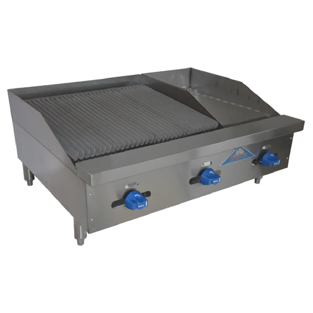 Comstock-Castle FHP36-12-2RB 36 Inch Char-Broiler Griddle Gas with Manual Controls 91000 BTU Comstock-Castle FHP36-12-2RB 36 Inch Char-Broiler Griddle Gas with Manual Controls 91000 BTU