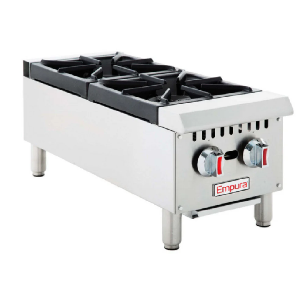 Empura Equipment EHP-2 12 Inch Standard Duty Gas Hot Plate with 2 Burners 50000 BTU Empura Equipment EHP-2 12 Inch Standard Duty Gas Hot Plate with 2 Burners 50000 BTU