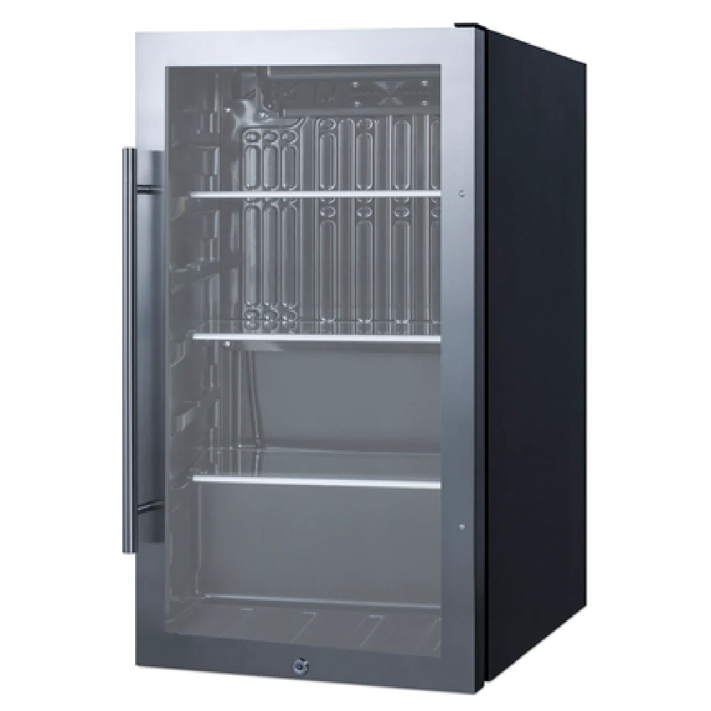 Summit SPR488BOSADA 19 Inch Indoor Outdoor Undercounter Refrigerator 3.13 cu ft Glass Door Stainless Steel Black