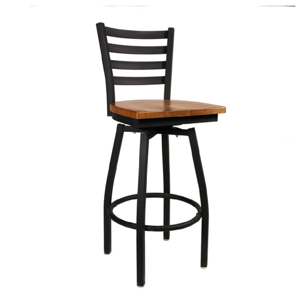 JMC Furniture BOGGS BARSTOOL WOOD 17.5 Inch Swivel Indoor Bar Stool with Ladder Back JMC Furniture BOGGS BARSTOOL WOOD 17.5 Inch Swivel Indoor Bar Stool with Ladder Back