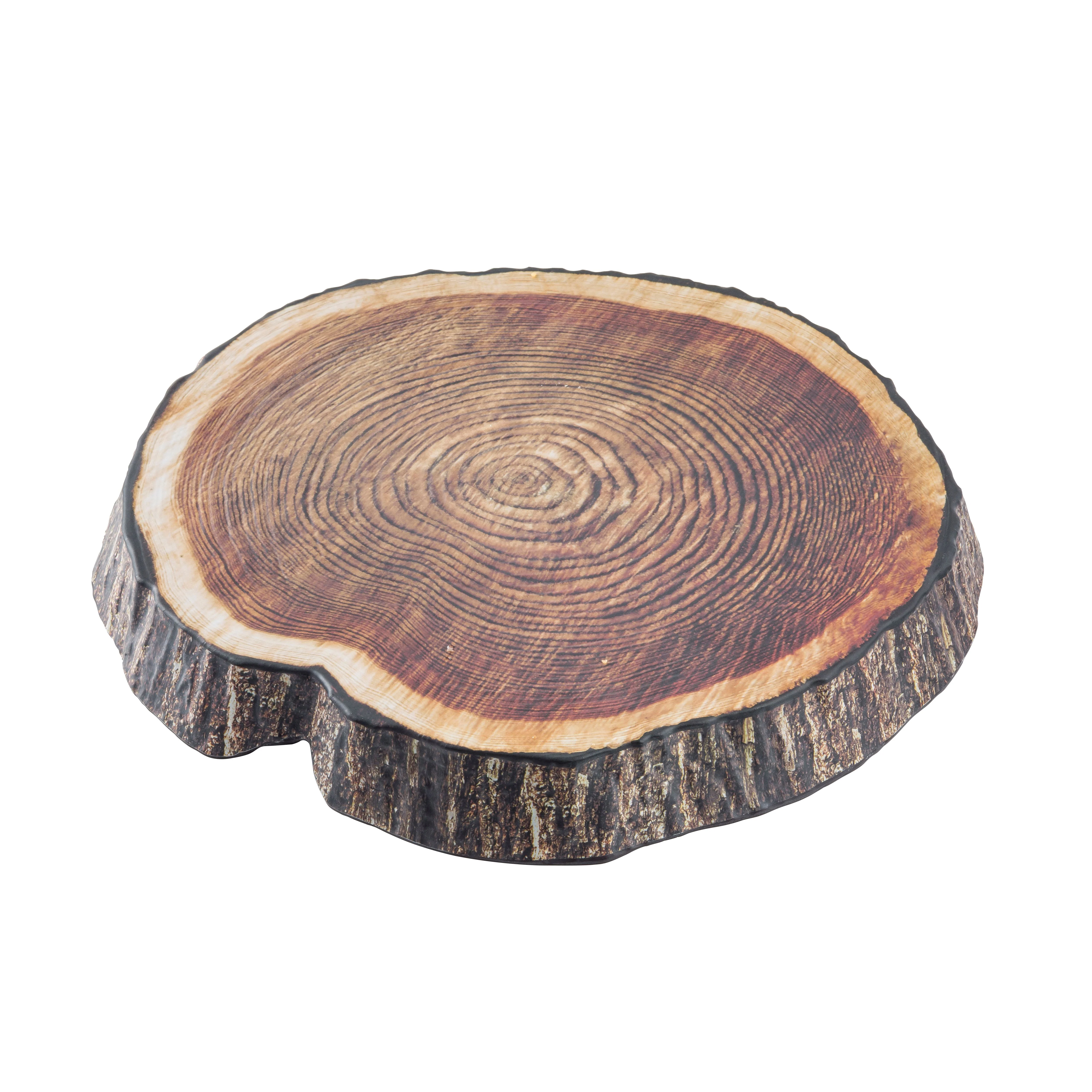Tablecraft 10253 9-3/8 Inch Round Platter Melamine Brown Growth Ring