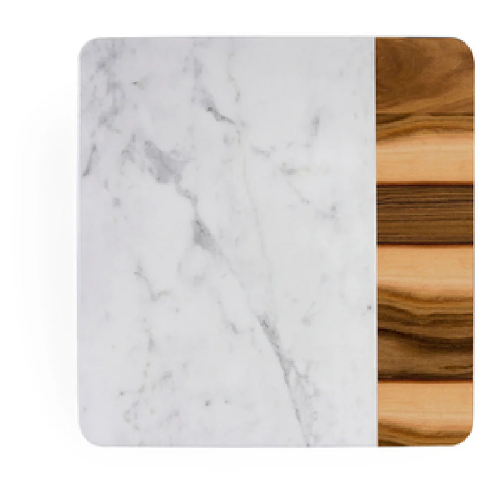 GET Enterprises M13M-HWC 13 Inch Square Melamine Serving Board with Faux Hickory and Carrara Marble Look GET Enterprises M13M-HWC 13 Inch Square Melamine Serving Board with Faux Hickory and Carrara Marble Look