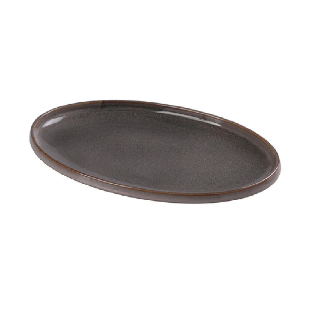 Yanco PK-314 14 Inch Oval Plate Porcelain Rolled Edge Dishwasher Safe