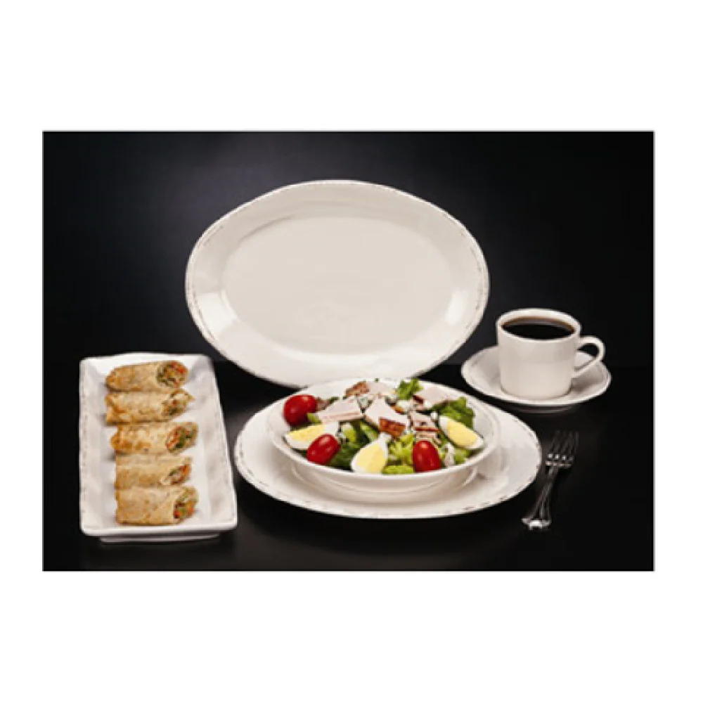Libbey FH-509 13-5/8 Inch Oval Platter Medium Rim Glazed Cream White Porcelain Libbey FH-509 13-5/8 Inch Oval Platter Medium Rim Glazed Cream White Porcelain