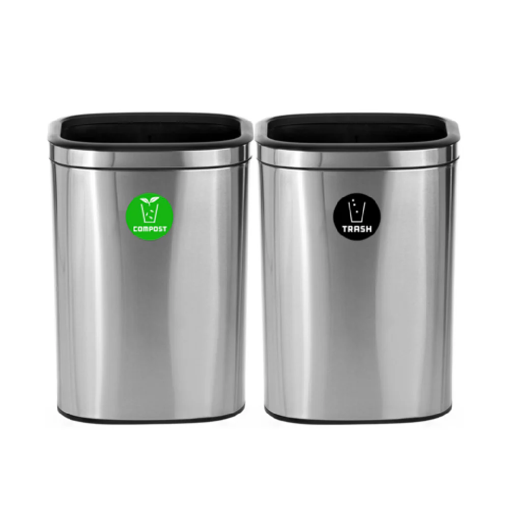Alpine Industries ALP470-40L-CO-T 17 Inch Compost Trash Station Stainless Steel Open Top Alpine Industries ALP470-40L-CO-T 17 Inch Compost Trash Station Stainless Steel Open Top