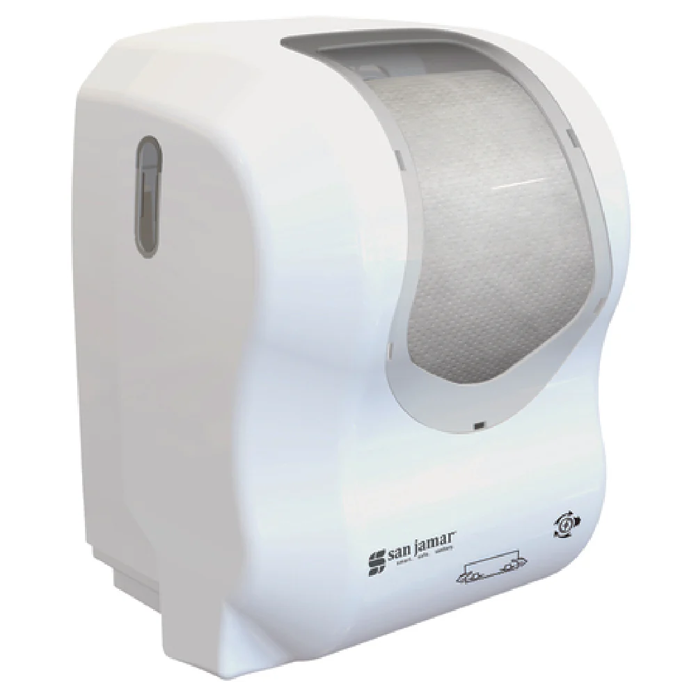Carlisle T7470WHCL 12-3/8 Inch Wall-Mounted Paper Towel Dispenser with Lock White Plastic