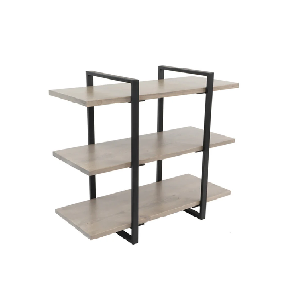 Cal Mil 1940-110 12 Inch Merchandiser 3 Tier Metal and Gray-Washed Pine Wood