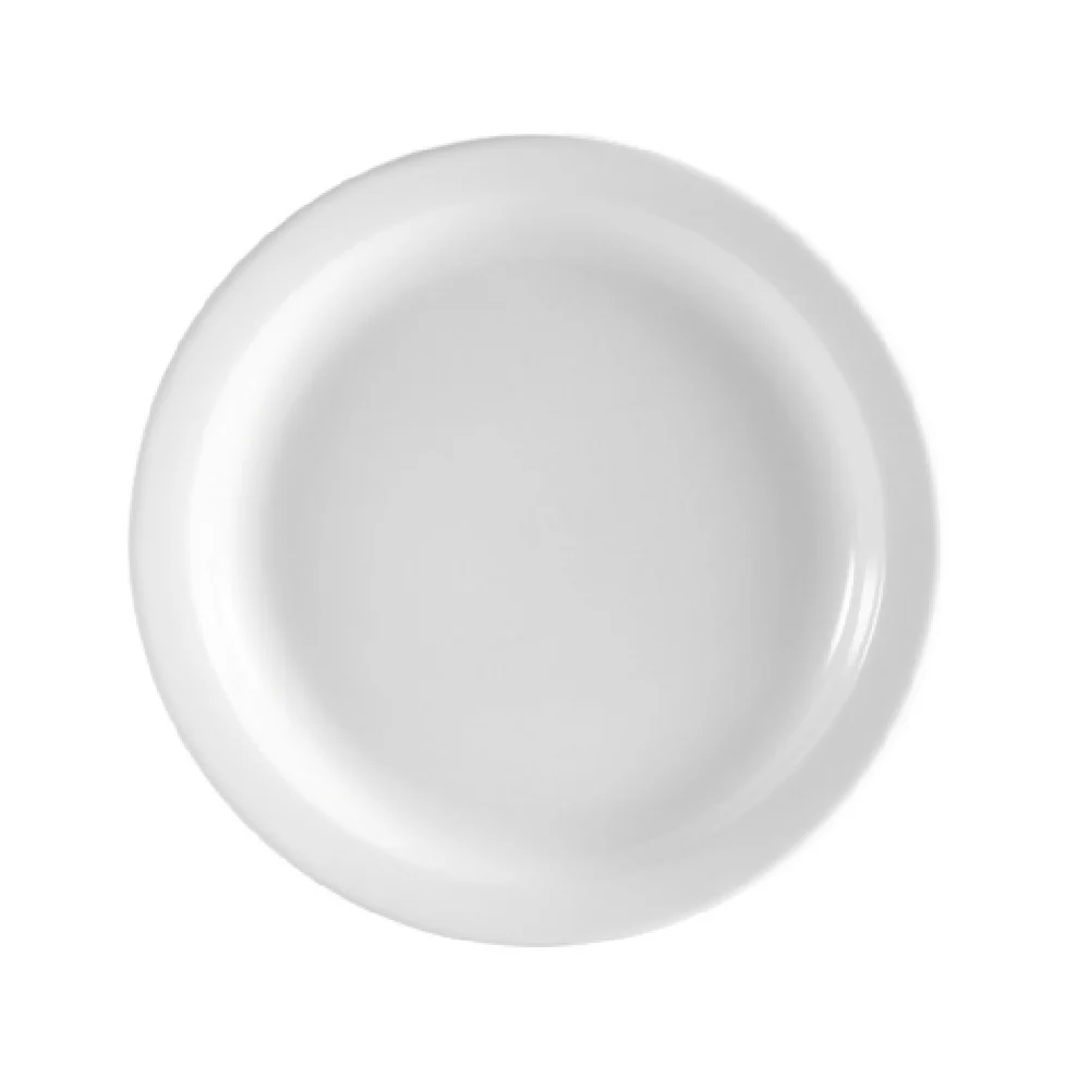 CAC China NCN-6 6-3/8 Inch Diameter Round Plate with Narrow Rim Porcelain