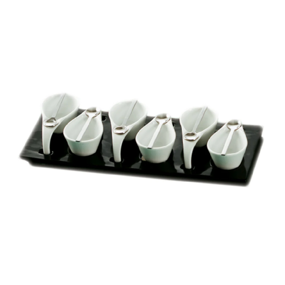 CAC China PTP-6-B 2 Oz Oval Cups with Handles Porcelain Party Set 6 Packs CAC China PTP-6-B 2 Oz Oval Cups with Handles Porcelain Party Set 6 Packs