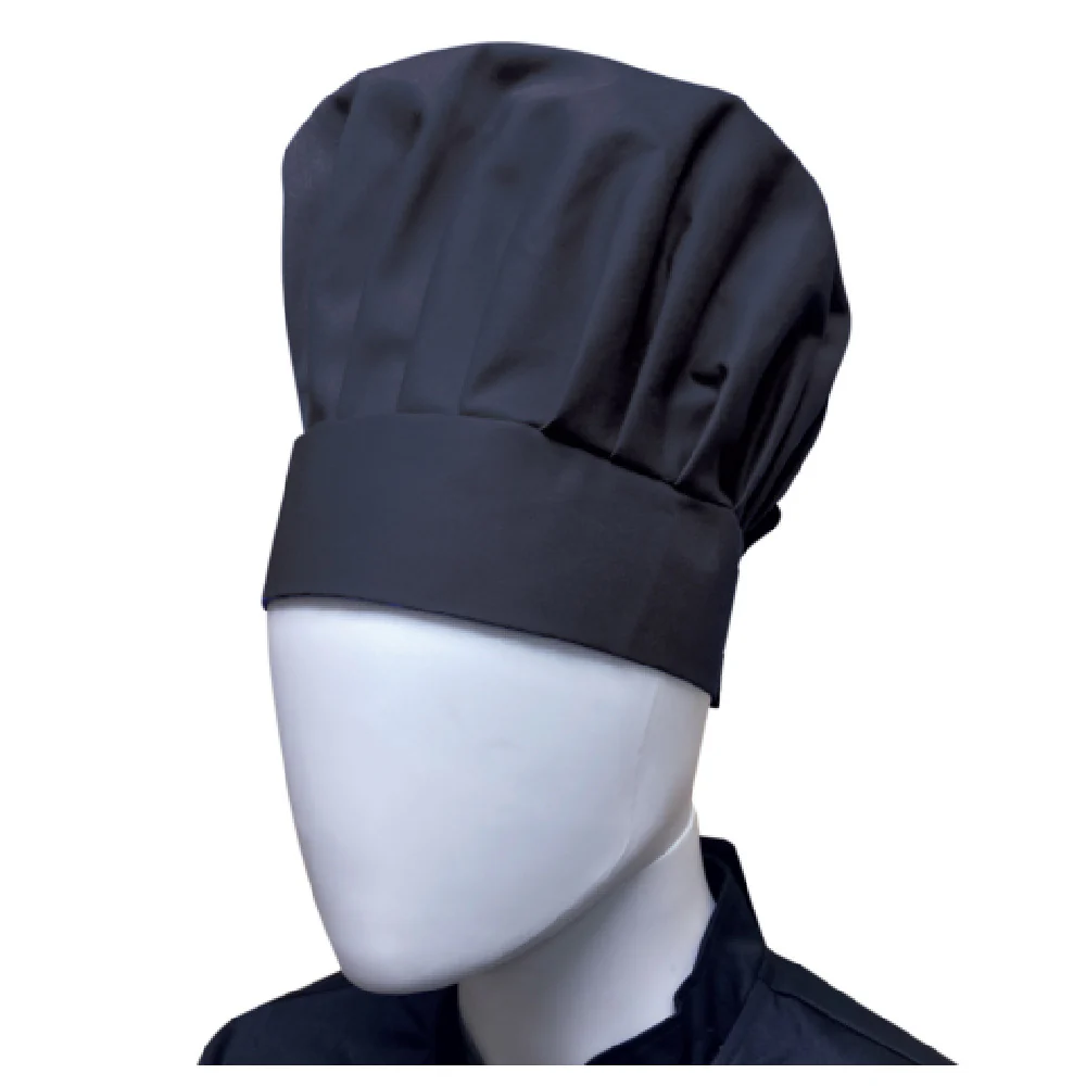 Thunder Group CH013BK Chef Hat Adjustable Velcro Closure Black Polycotton