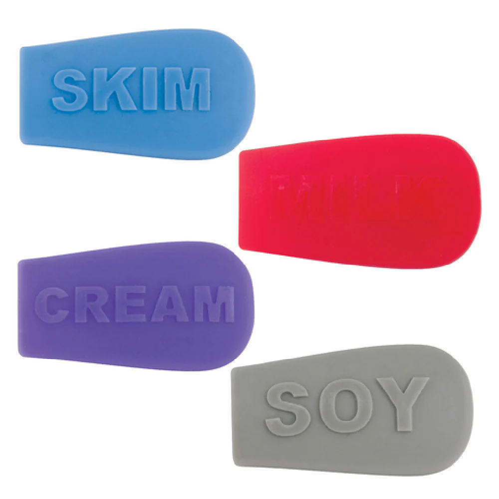 Service Ideas 10-00209-VAR4 Silicone Beverage Sign Sock Variety Pack with CREAM SKIM SOY MILK