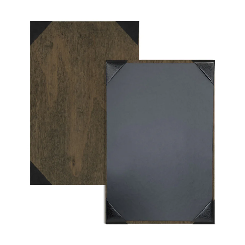 Risch WOOD-1V 5.5X8.5 Menu Cover 5-1/2 Inch x 8-1/2 Inch Wood with Leather Risch WOOD-1V 5.5X8.5 Menu Cover 5-1/2 Inch x 8-1/2 Inch Wood with Leather