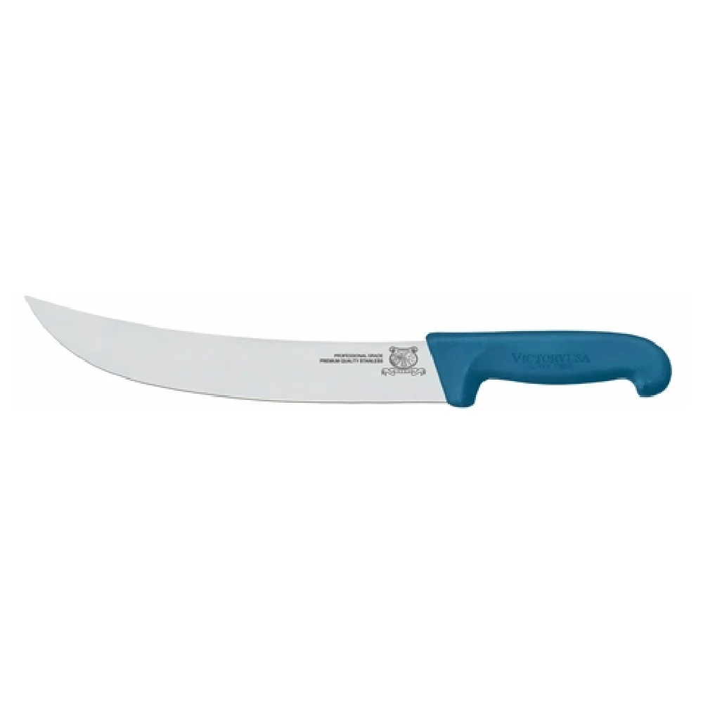 Omcan 23882 10 Inch Curved Blade Steak Knife Stainless Steel Super Fiber Blue Handle Omcan 23882 10 Inch Curved Blade Steak Knife Stainless Steel Super Fiber Blue Handle