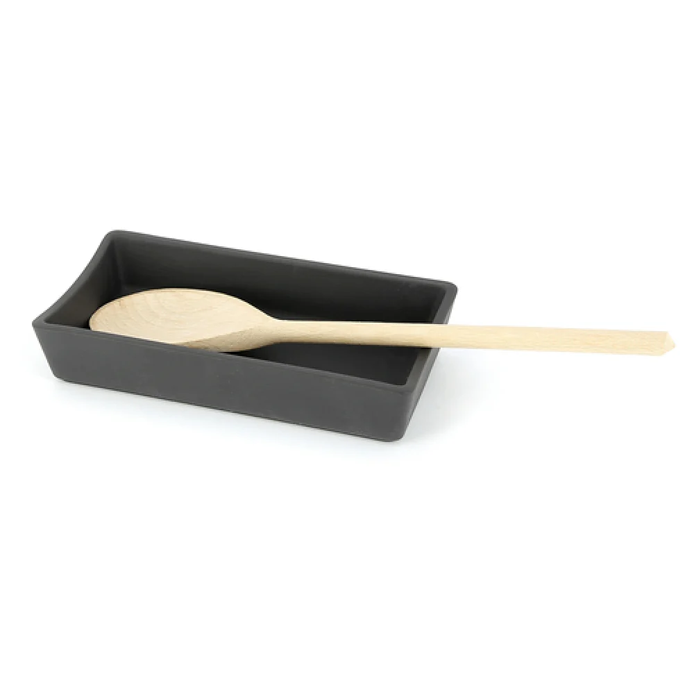 Revol 644293 7-3/4 Inch Cutlery Rest Porcelain Matt Slate with Utensil Support Revol 644293 7-3/4 Inch Cutlery Rest Porcelain Matt Slate with Utensil Support