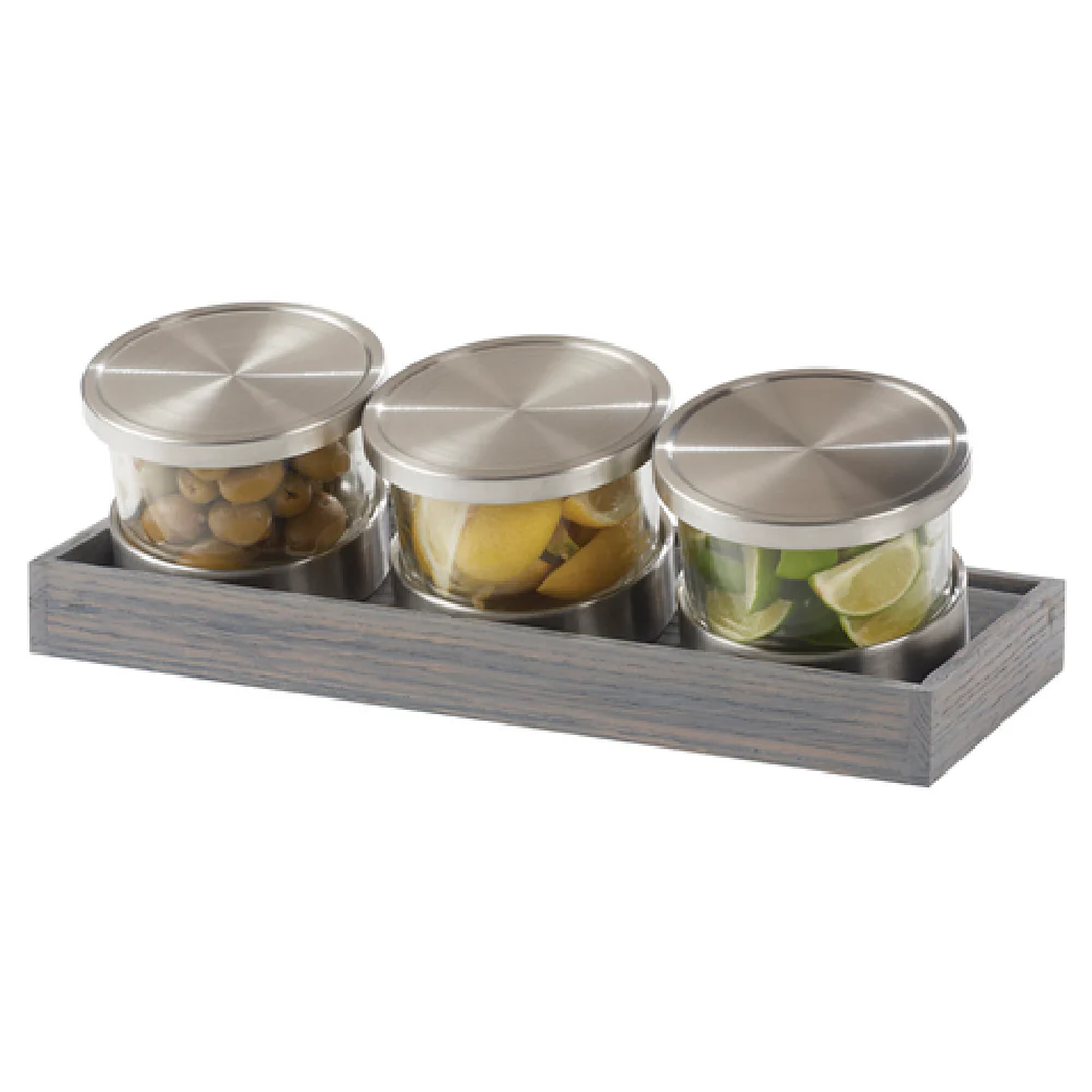 Cal Mil 1850-5-83 17 Inch Ashwood Mixology Display Set with Glass Jars