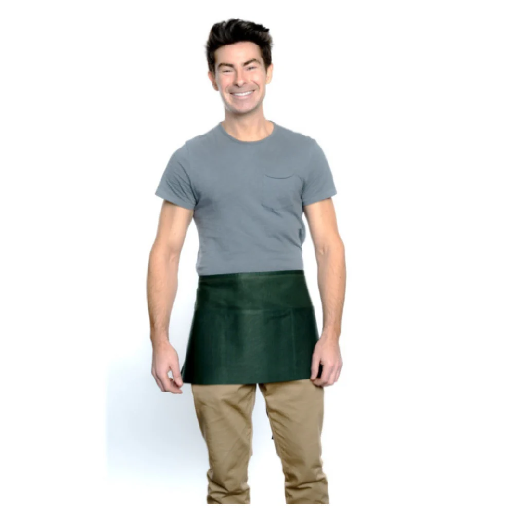 Chef Approved 167605WAFHHG 12 Inch Waist Apron Green 65-35 Poly-Cotton Blend with 3 Pockets Chef Approved 167605WAFHHG 12 Inch Waist Apron Green 65-35 Poly-Cotton Blend with 3 Pockets