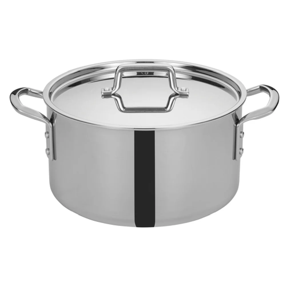 Winco TGSP-12 12 Quarts Induction Ready Stock Pot with Cover Stainless Steel