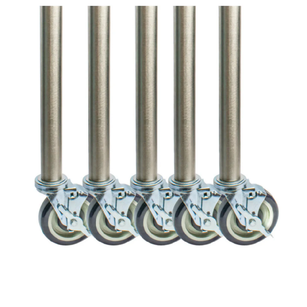 BK Resources BKLC-S-34-PS6 Legs 1-5/8 Inch OD Round Stainless Steel with Casters Kit of 6