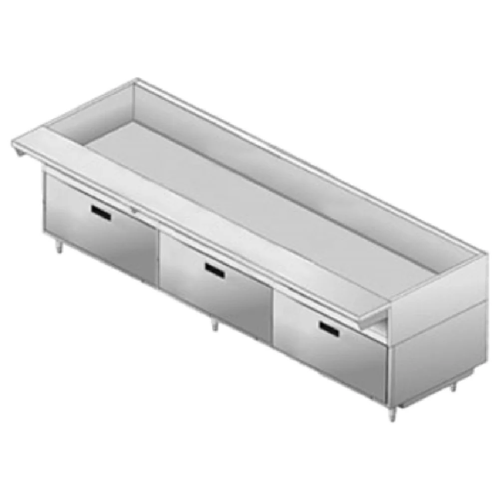 Delfield F17DD96 96 Inch Equipment Stand With 3 Drawers And Maple Cutting Board Delfield F17DD96 96 Inch Equipment Stand With 3 Drawers And Maple Cutting Board
