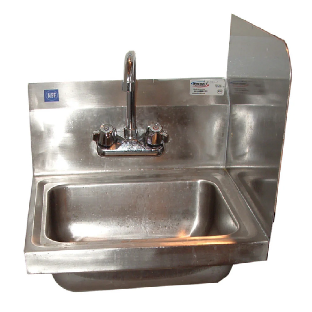 Winholt WS-HS-1410-5-F-RSS 17 Inch Hand Sink Wall Mount Right Welded Sidesplash Stainless Steel with NSF Winholt WS-HS-1410-5-F-RSS 17 Inch Hand Sink Wall Mount Right Welded Sidesplash Stainless Steel with NSF