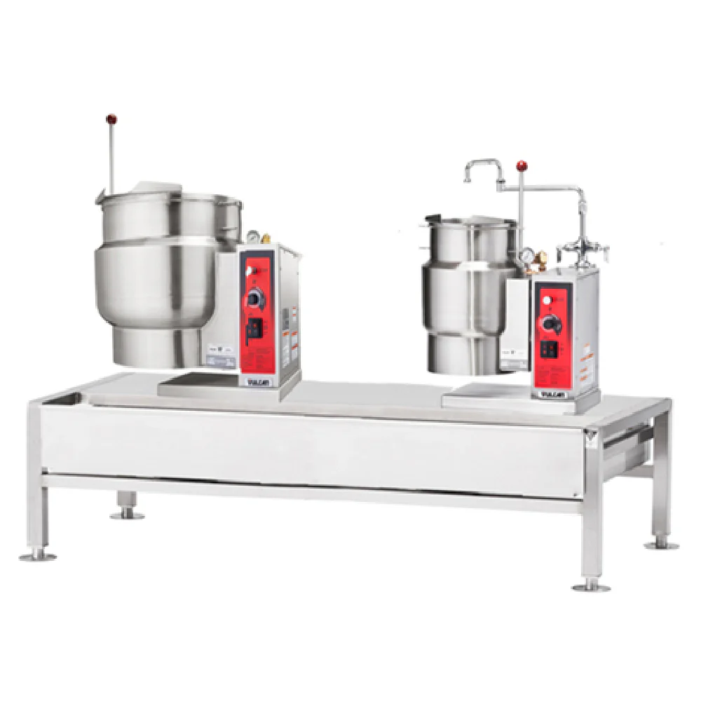 Vulcan VEKT64/126_208/60/1 64 Inch Stainless Steel Kettle Stand Assembly with Drain Trough Vulcan VEKT64/126_208/60/1 64 Inch Stainless Steel Kettle Stand Assembly with Drain Trough