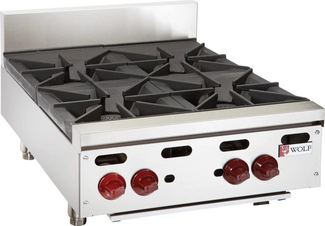 Wolf AHP424_NAT 24 Inch Gas Hotplate with 4 Burners 120000 BTU