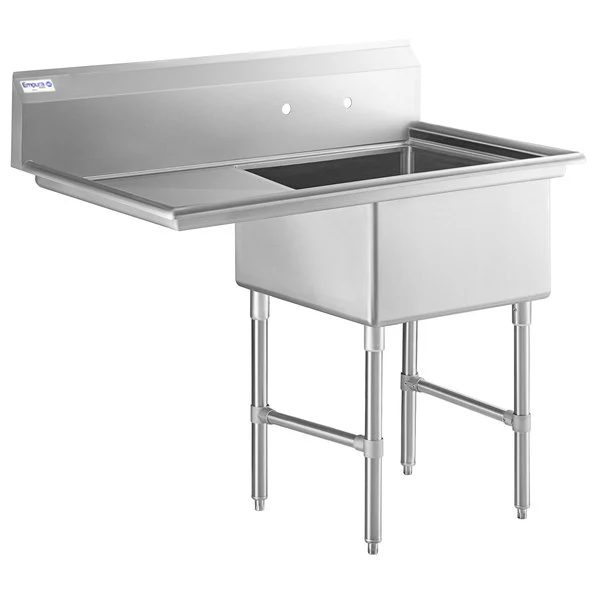 Empura EHD12424L24 50 Inch Sink with 24 Inch Bowl and Left Drainboard Stainless Steel