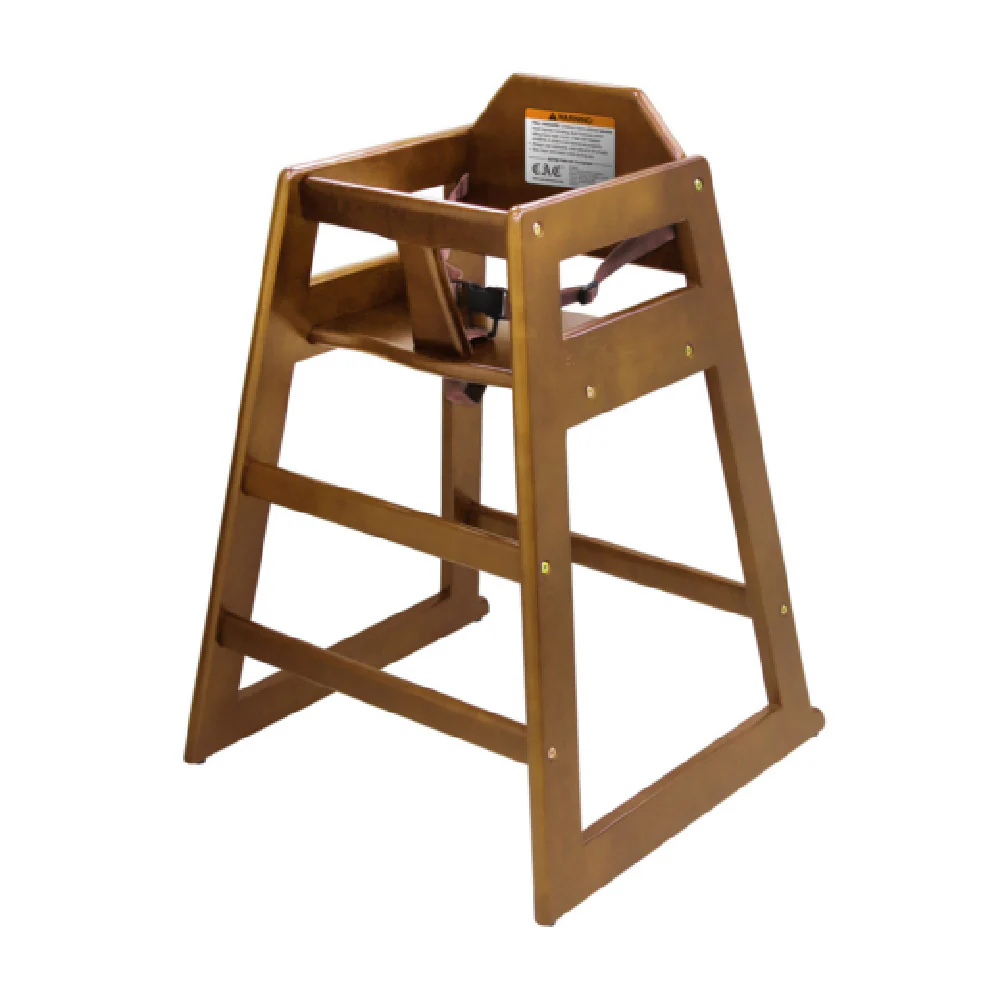 CAC China CHWH-30WNT 20 Inch Wooden High Chair with Walnut Finish
