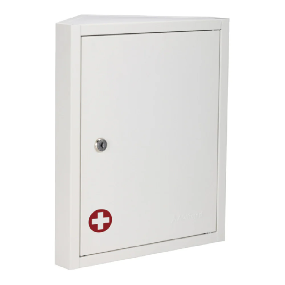 Alpine Industries ADIME999-01 15 Inch Two Shelf Locking Medical Cabinet with Corner Design Alpine Industries ADIME999-01 15 Inch Two Shelf Locking Medical Cabinet with Corner Design