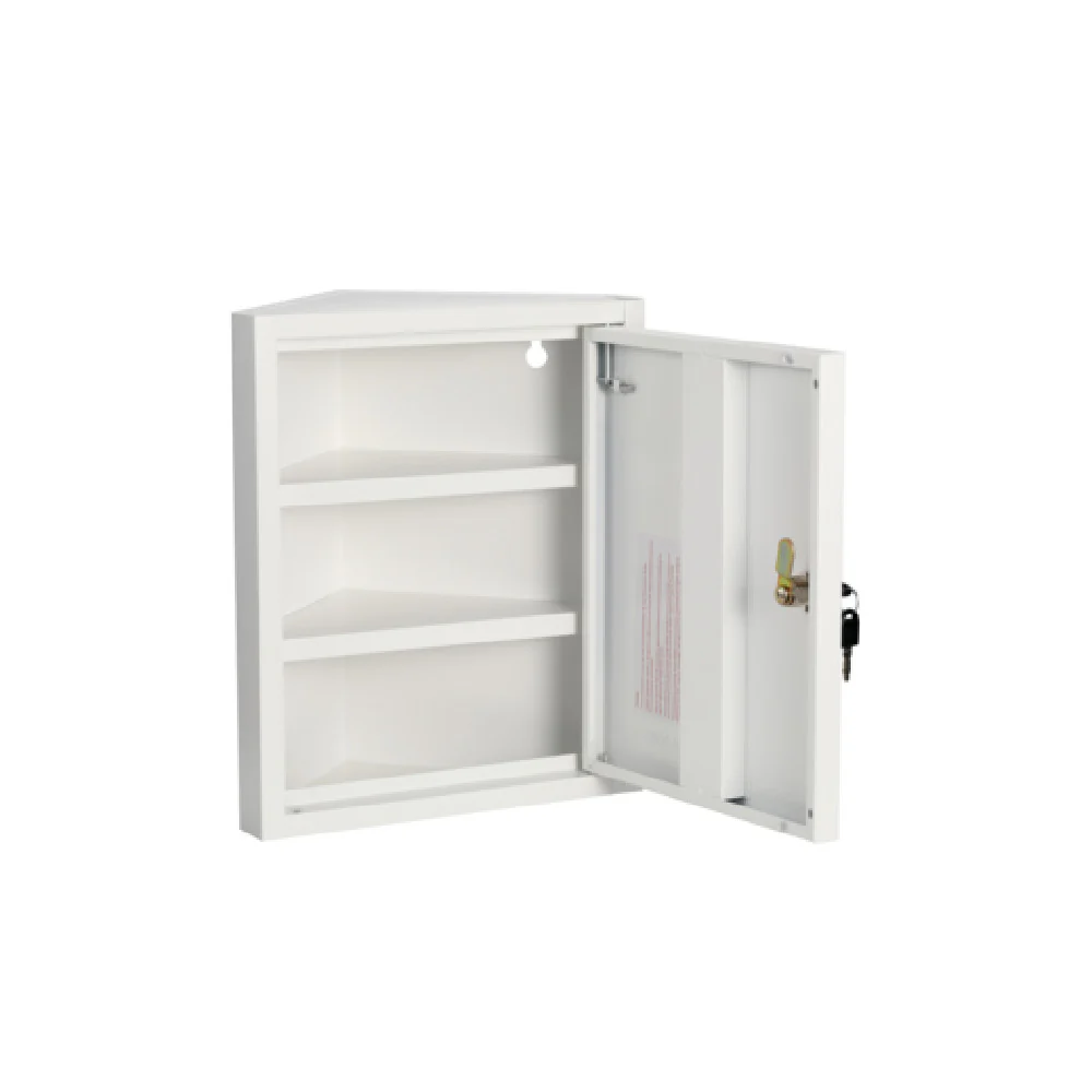 Alpine Industries ADIME999-01 15 Inch Two Shelf Locking Medical Cabinet with Corner Design Alpine Industries ADIME999-01 15 Inch Two Shelf Locking Medical Cabinet with Corner Design