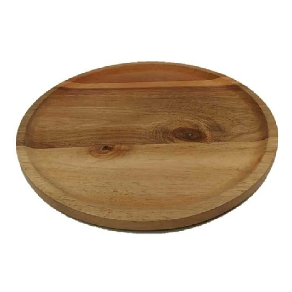 On The Table 402 8 Inch Round Appetizer Plate Wood Acacia Dishwasher Safe