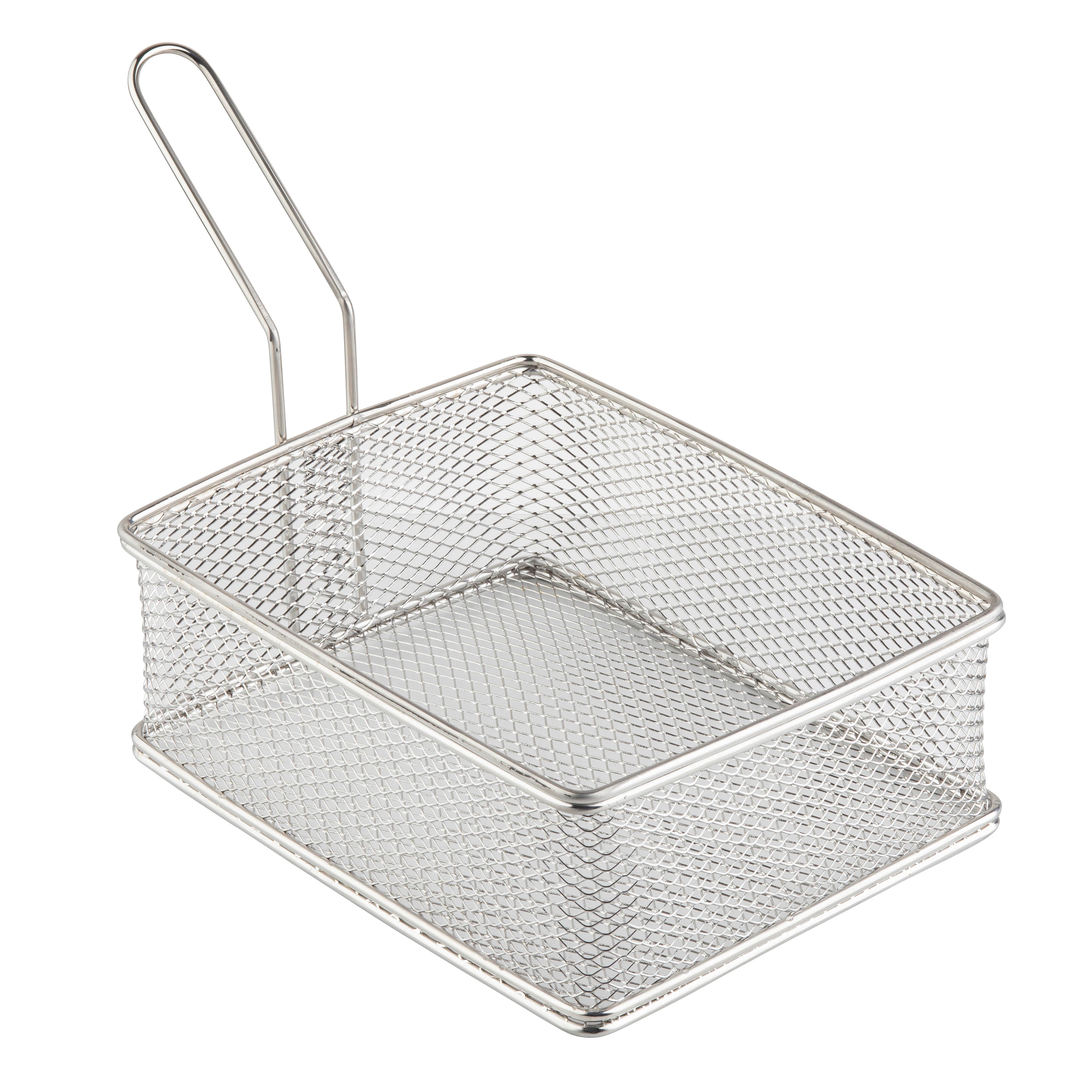 Tablecraft 10972 9 Inch Stainless Steel Serving Basket with Wire Design