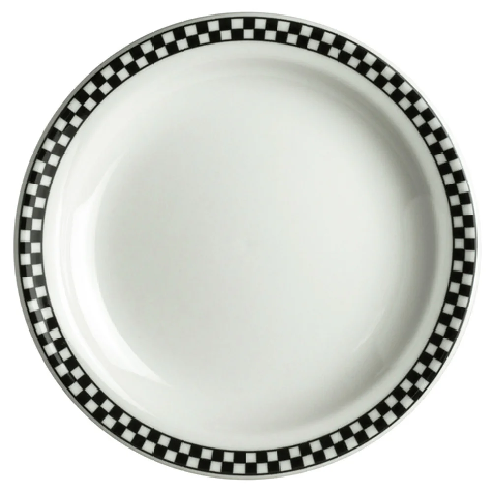 Steelite HL2161636 9-3/8 Inch Round Plate Narrow Rim Black Checkers 2 Dozen