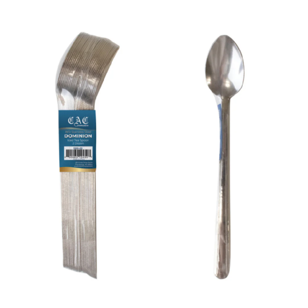 CAC China 1201-02 7 7/8 Inch Dominion Iced Tea Spoon Stainless Steel 24 Packs