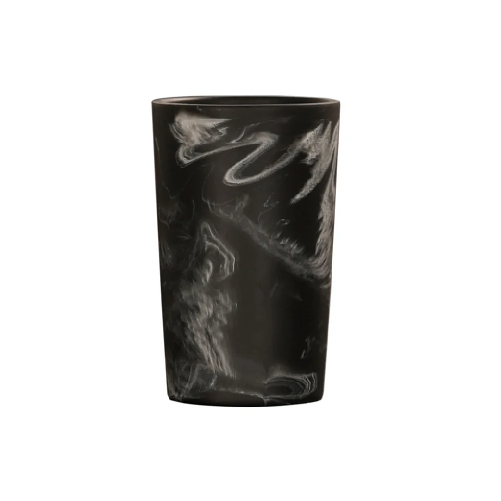 Cal-Mil 23742-4-124 3.75 Inch Diameter Round Cylinder Black Marble Resin Holder