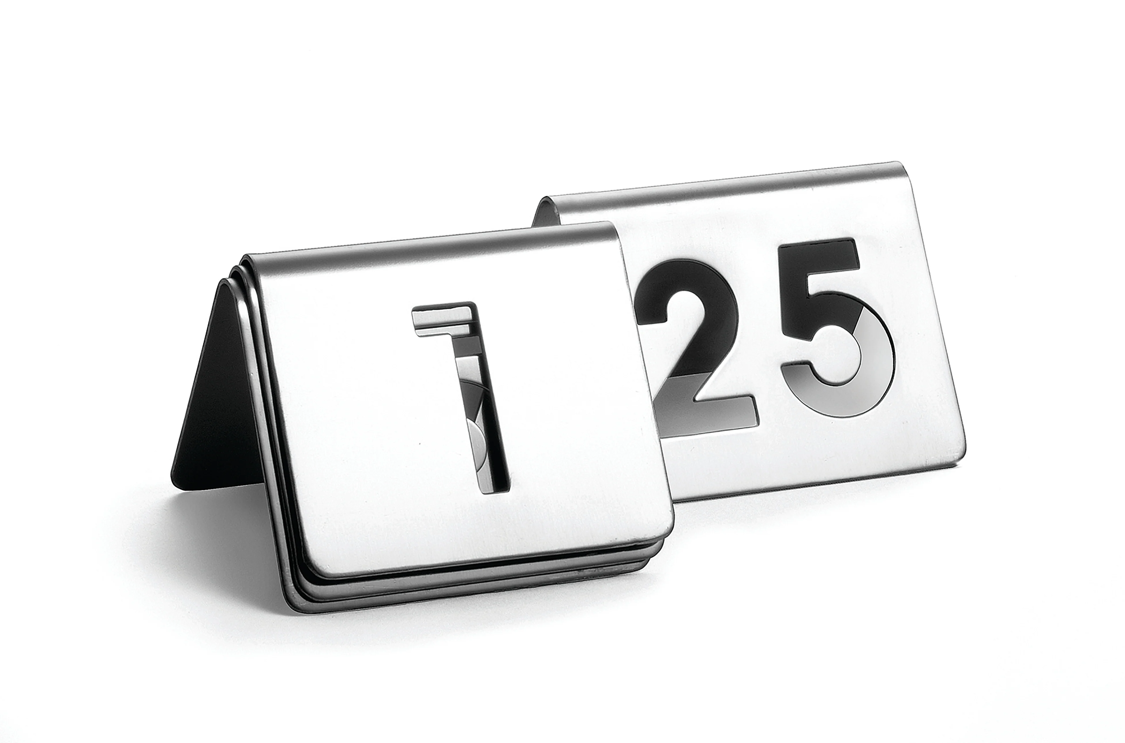 Tablecraft TC125 2-1/2 Inch Wide Stainless Steel Number Tent Set with 1 to 25 Tablecraft TC125 2-1/2 Inch Wide Stainless Steel Number Tent Set with 1 to 25